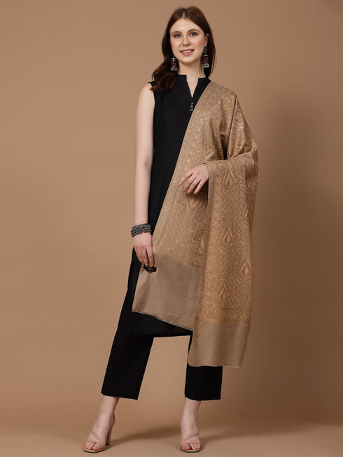 Women's Silky Aari Embroidery Wool Shawl